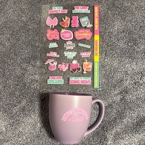 Purple Mug with Colorful Stickers